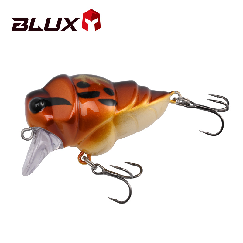 BLUX-señuelo de pesca de cigarra, 39mm, 6,3g, Crankbait flotante para insectos BFS, manivela rodante poco profunda, perca para lubina de agua dulce, aparejos de cebo para trucha