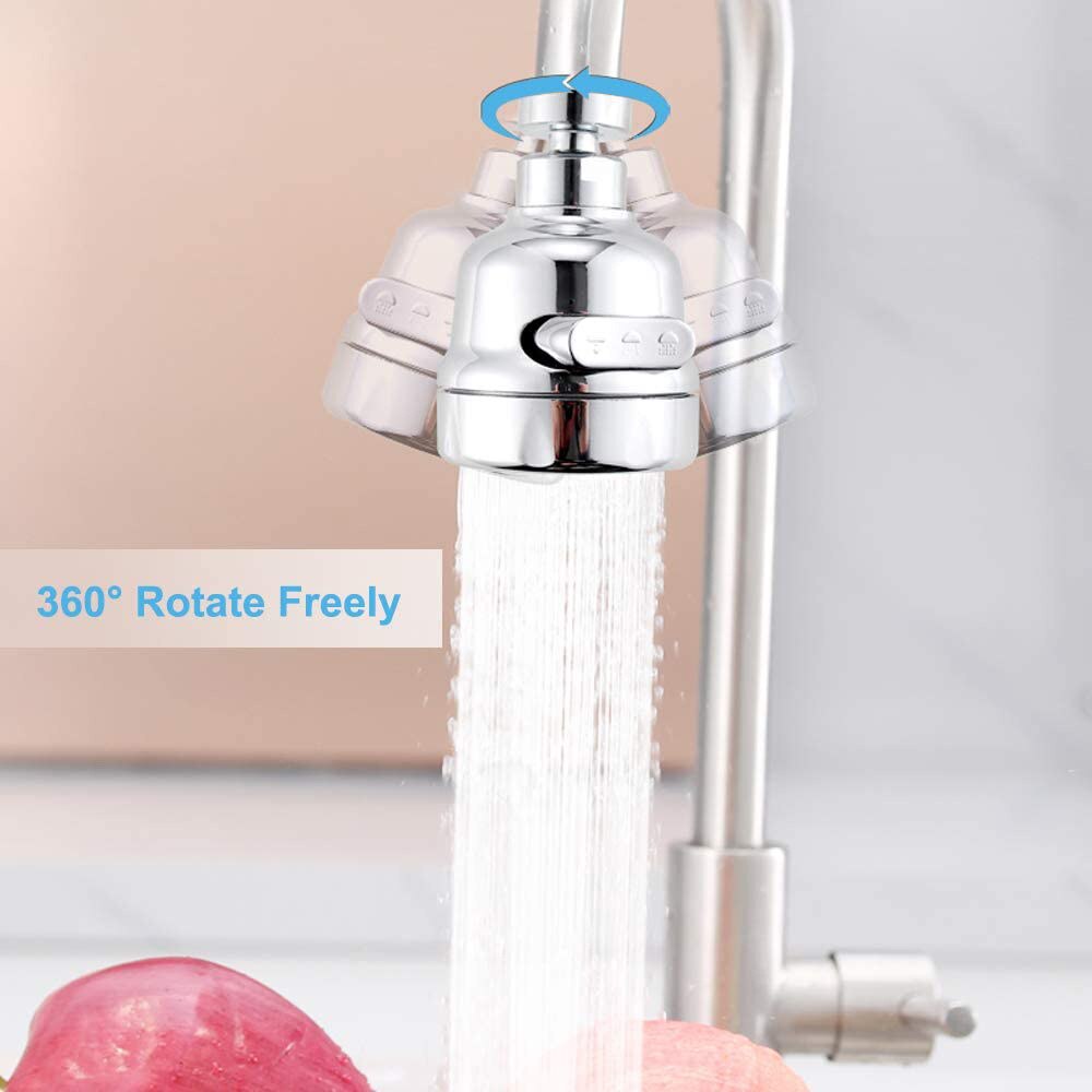 360 Degree Kitchen Faucet Nozzle Aerator Adjustable Three Mode Sprayer Filter Diffuser Water Saving Tap Head Extend Connector
