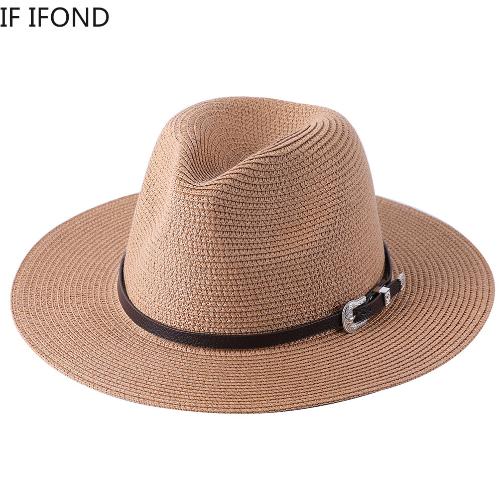 60cm groot formaat mode stro ouder-kind hoed voor vrouwen zomer papier panama jazz strand hoeden reizen uv bescherming zonnekap