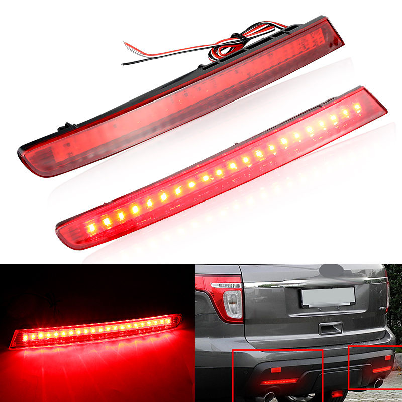 1Pair OEM Red Lens Driver/Passenger Sides LED Bumper Reflectors Rear Fog Lights For 2011-2015 Ford Explorer
