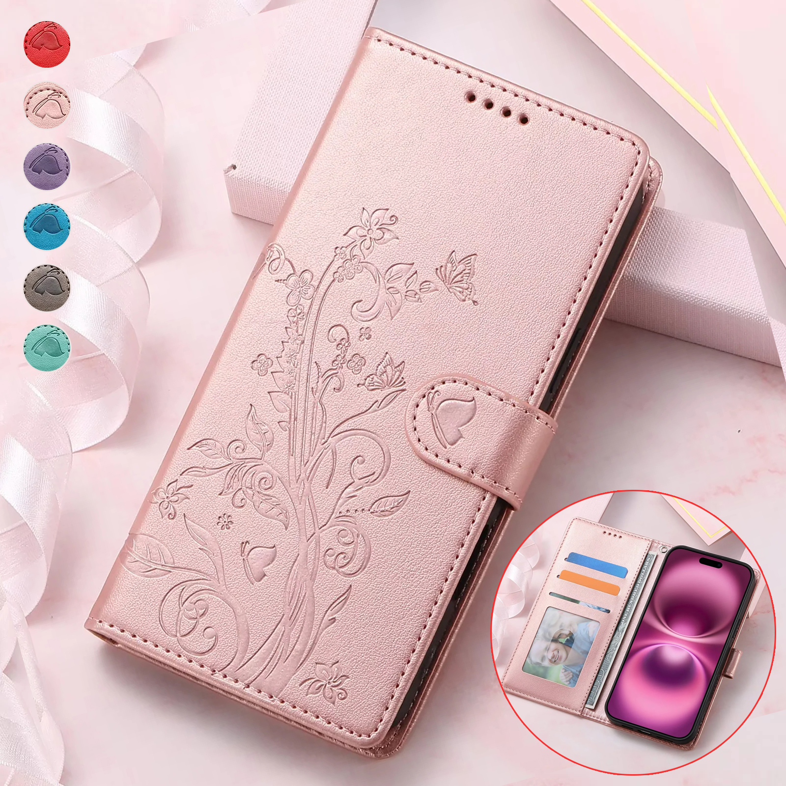 Capa luxuosa de couro flip para iphone 17 air 16 15 14 13 12 11 pro max 16e x xr plus se3 carteira slot para cartão capa de bolsa de telefone coque