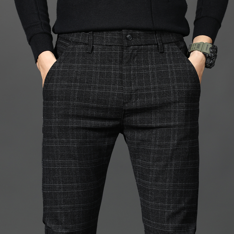 Schwarze Hosen männer Plaid Hosen Frühling und Herbst Neue Mode Dünne Hosen Männer Grau Streifen Hosen 28-38 pantalones Hombre