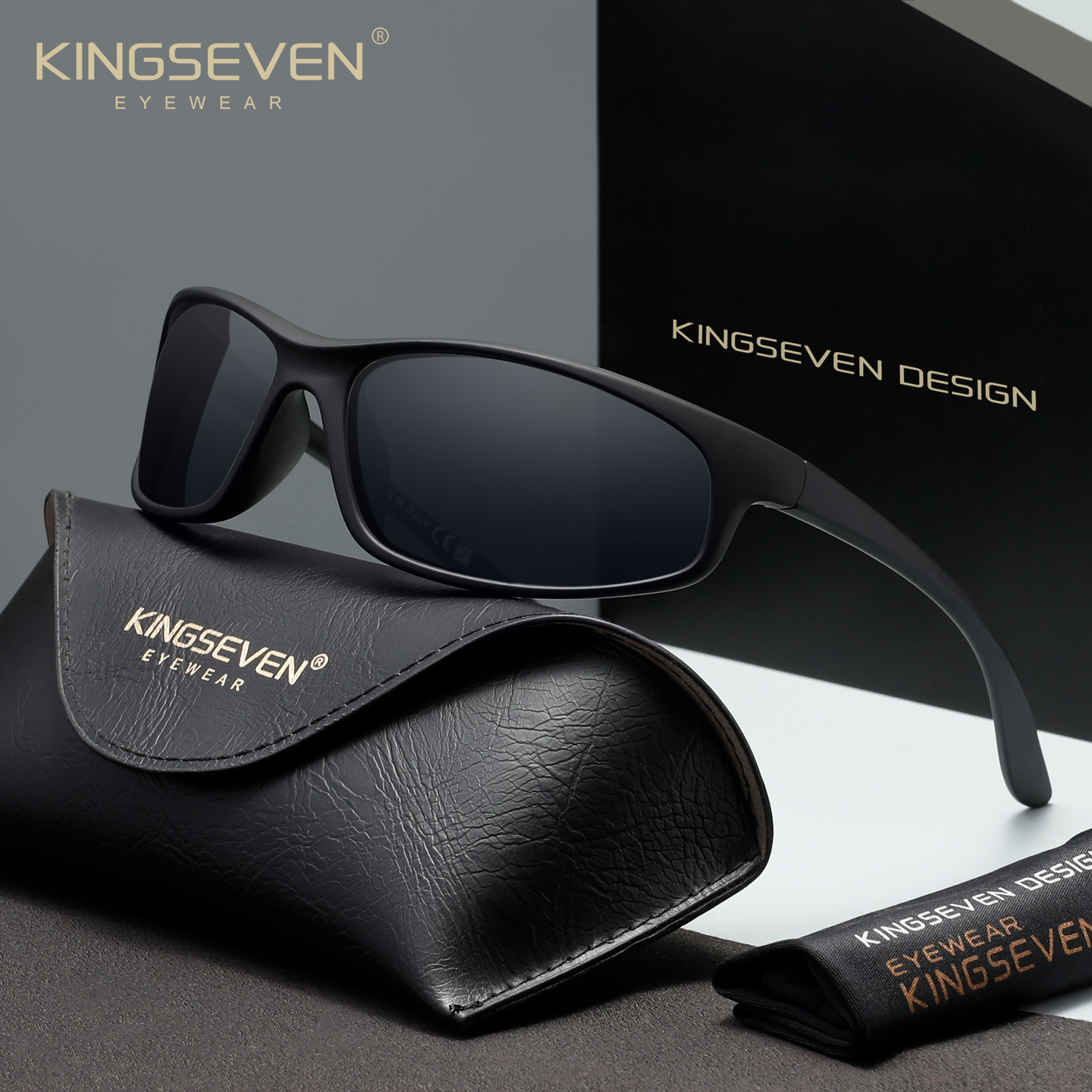 KINGSEVEN Modische Fahrrad-Sonnenbrille für Herren, Antireflex-Polarisierte UV400-Sportbrille, TR90-Brille