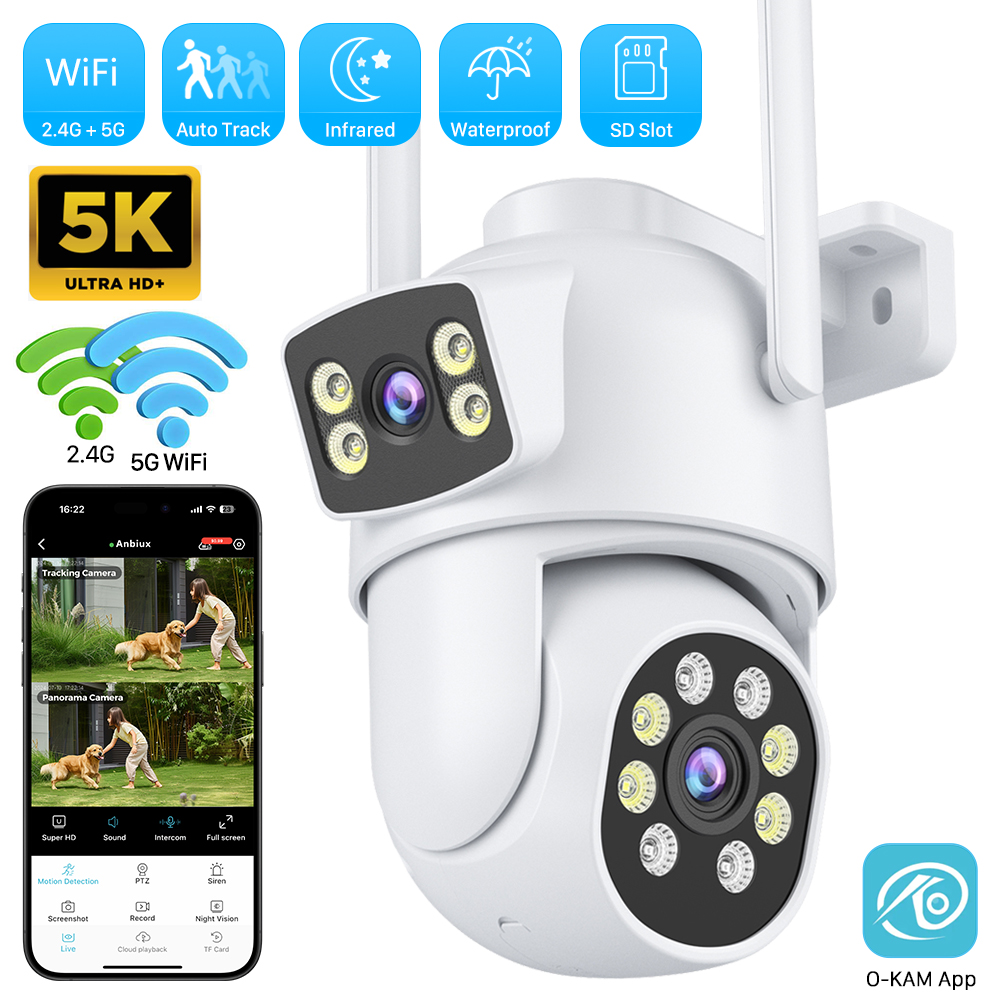 Cámara 4K 8MP PTZ WIFI lente Dual pantalla 4X Zoom Digital cámara IP 10MP HD seguimiento automático vigilancia CCTV al aire libre O-KAM Pro