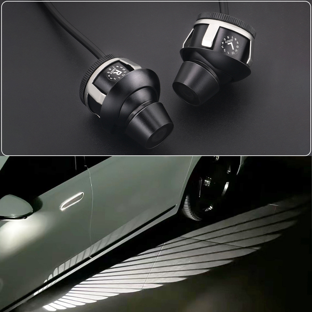 2pcs ไฟ LED ยินดีต้อนรับรถ Ambient ไฟกระจกมองหลัง Angel Wing Auto พรมโคมไฟ Dual Controller บรรยากาศโคมไฟ 12V