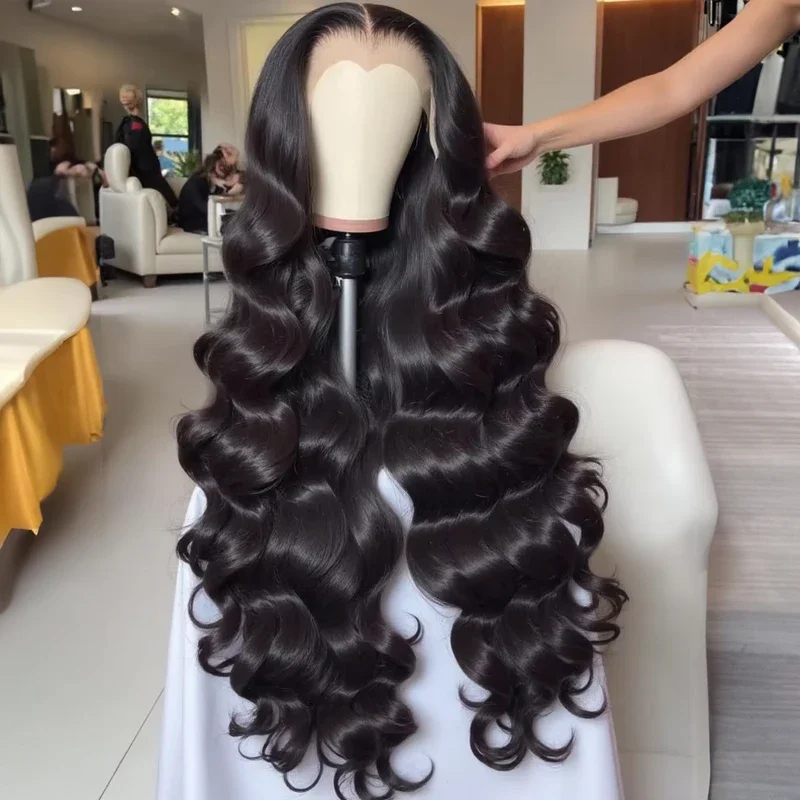 Peruki z włosów naturalnych, wietnamskie, z falą body wave, o gęstości 230%, z koronką 13x4, peruki z koronką 13x6 water wave HD transparent lace frontal, wstępnie wyskubane.
