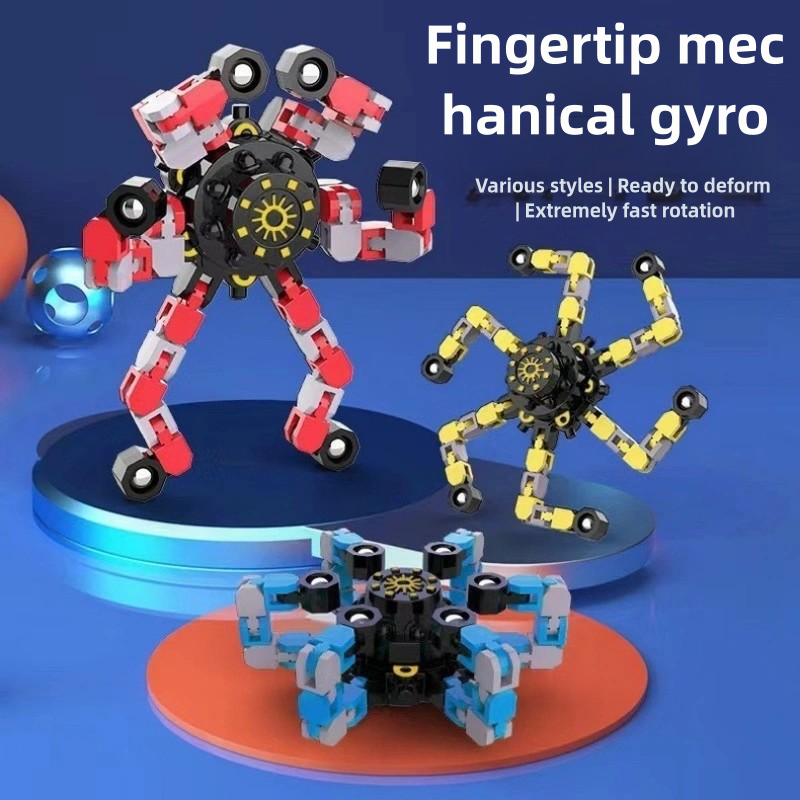 Zabawne zabawki sensoryczne Fidget, transformowalny łańcuch Robot zabawka na palec 4 szt. DIY deformacja Robot mechaniczne błystki