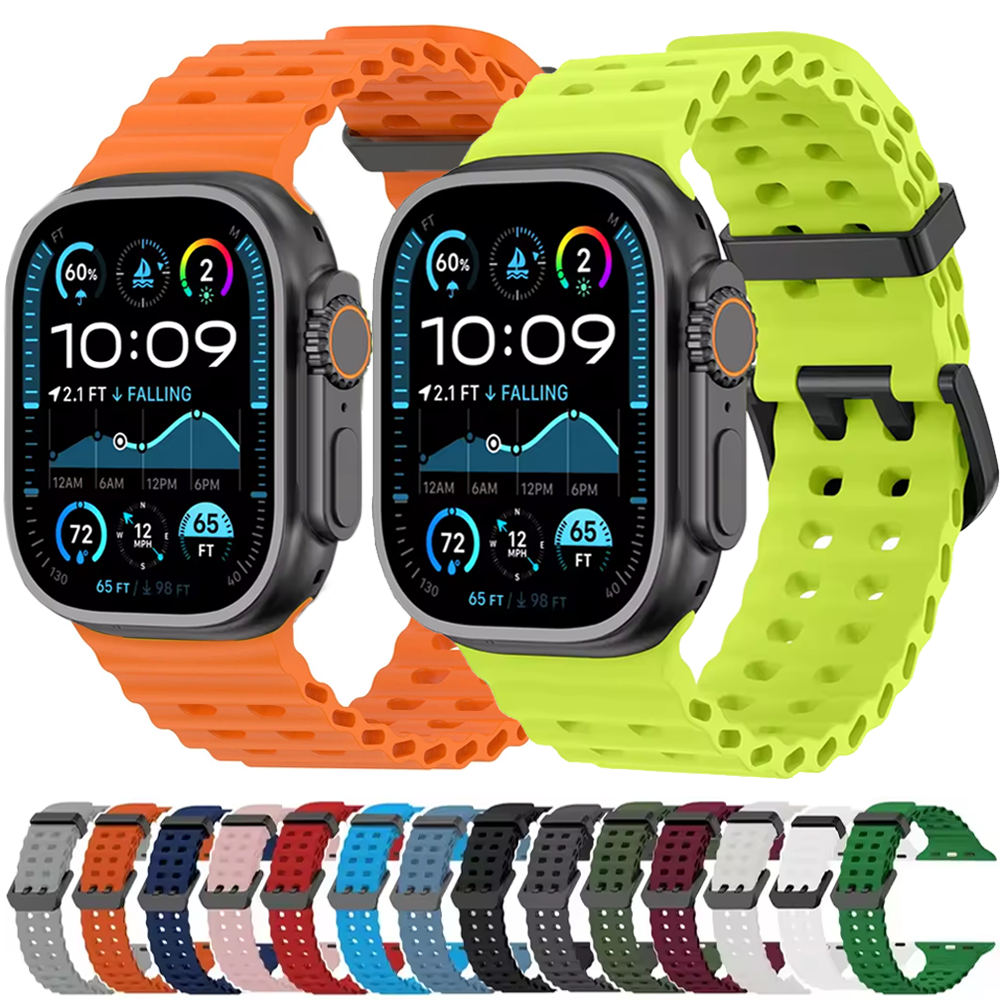 Correa oceánica para Apple Watch Band Ultra 3/2 49mm serie 11 10 46mm pulsera deportiva iWatch 9 8 7 6 5 SE 45mm 44mm Correa