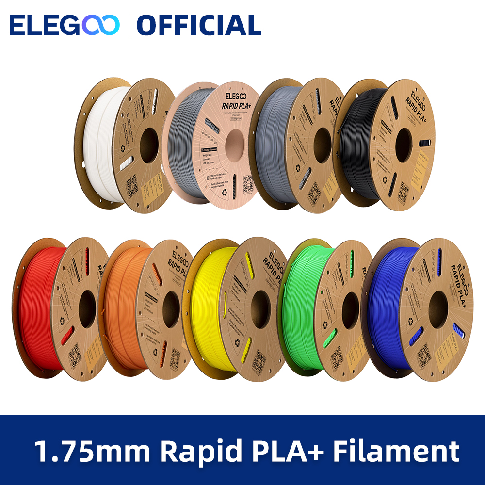 Филамент ELEGOO RAPID PLA+ 1.75 мм, для 3D-принтеров, поддерживает скорость печати 30-600 мм/с, совместим с большинством FDM 3D-принтеров
