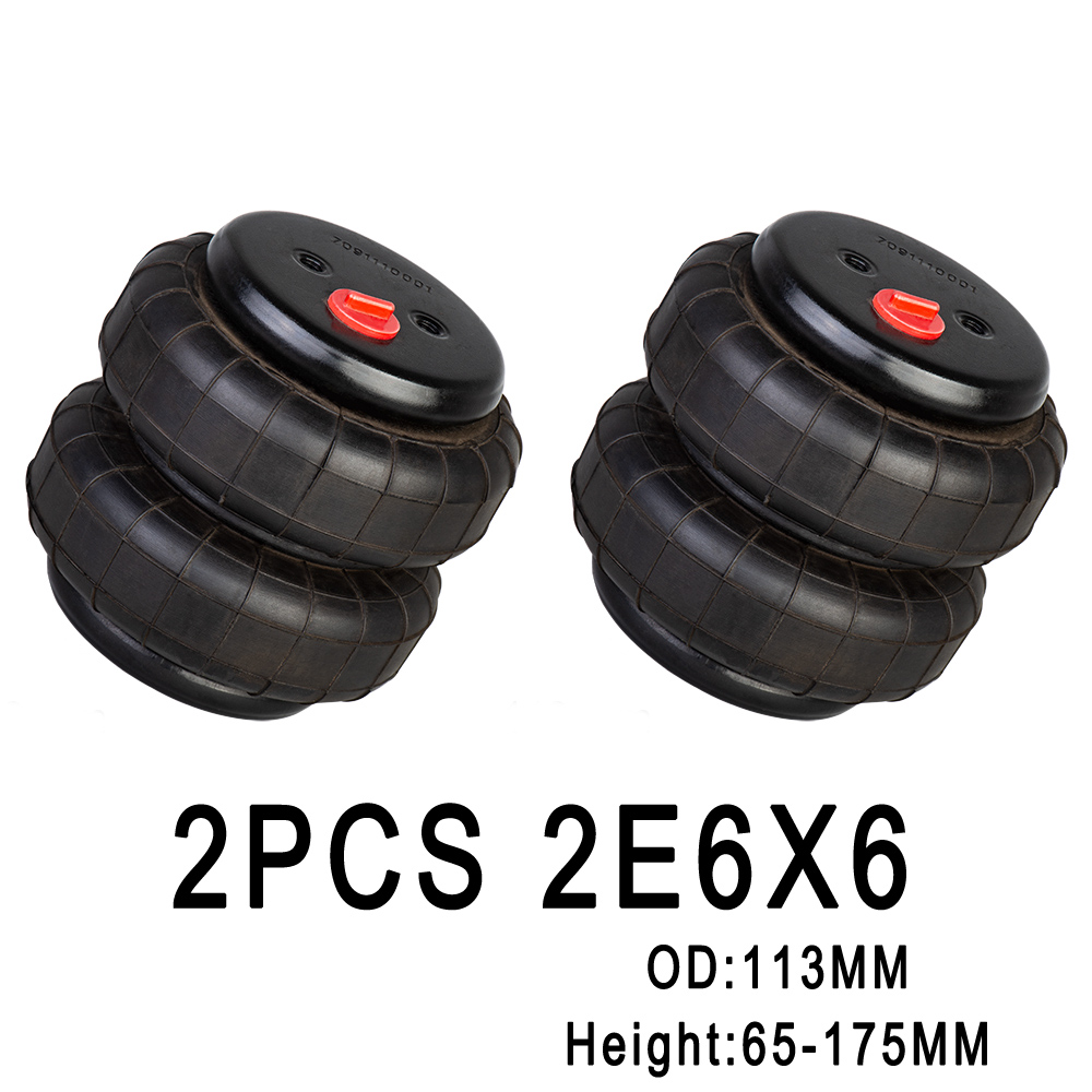 2PCS 2E6X6 Air Ride Suspension Tasche 2 Schicht Gummi Air Frühling Airbag Stoßdämpfer OD113MM Höhe 65MM bis 175MM