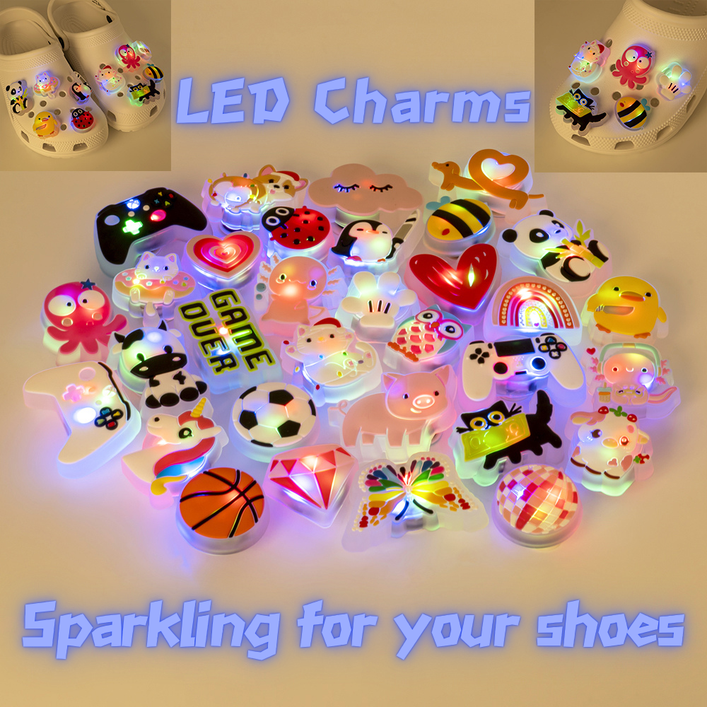 1 Uds. De dijes LED para zapatos para niños, regalo, búho, unicornio, Gamepad, zapatos iluminados de fútbol, decoración, accesorios para zapatos, alfileres, zuecos, hebillas