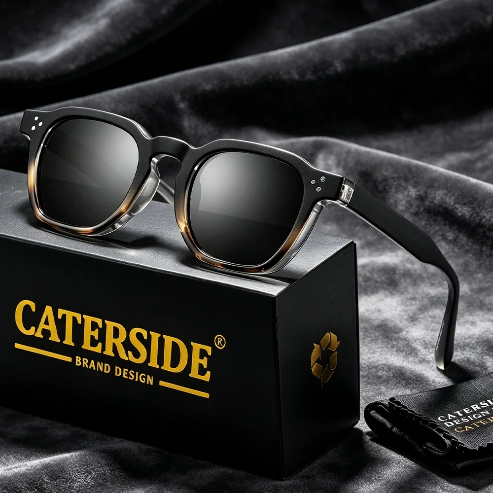 CATERSIDE New Retro Punk Men Sunglasses Square Personalized Design Glasses Women's Fashion Party Glasses Festival Gift 2 Pieces