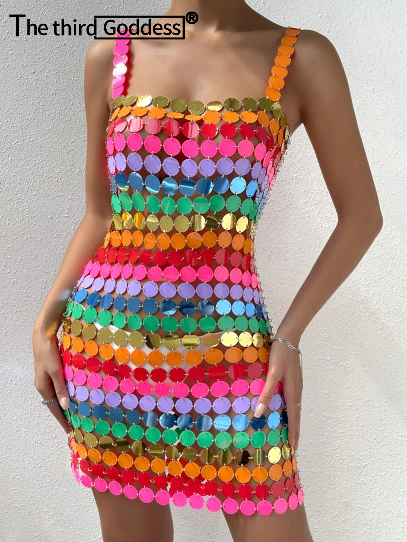 Vestido Sexy Transparente con Lentejuelas Metálicas para Club de Verano 2026, Vestido Mini Brillante sin Espalda para Fiesta en la Playa, Vestidos de Noche para Mujer