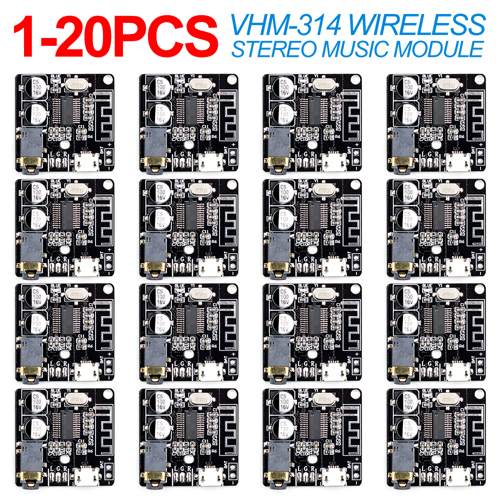 VHM-314 무선 스테레오 음악 모듈, 오디오 Aux 블루투스 호환, 4.1 5.0 MP3 디코딩 플레이어 보드, 마이크로 USB 5V 전원, 3.5mm