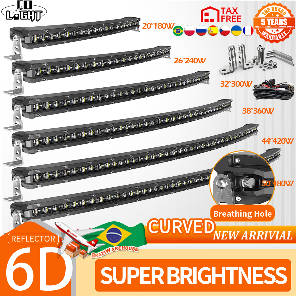 Światło CO nowy Cruved Slim LED do baru 20 "26" 32 "38" 44 "50" listwa świetlna LED/światło robocze dla kierujący ciężarówką 4X4 UAZ 4WD pojazd ATV Barra 12V 24V