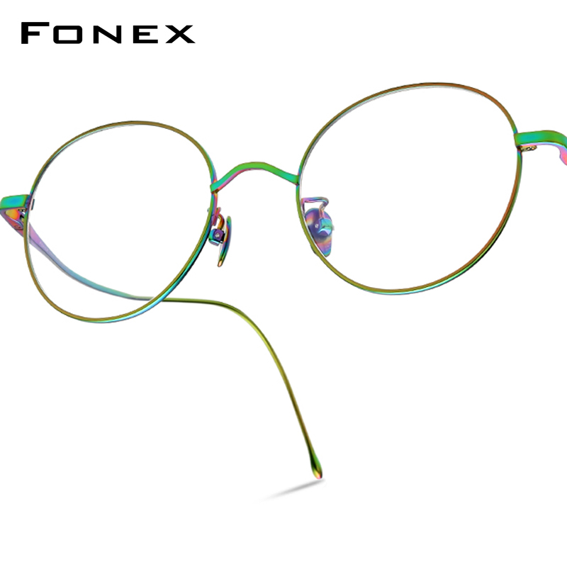 FONEX kacamata Titanium bingkai wanita modis merek desain Retro kacamata bulat Ultralight Jepang kualitas tinggi kacamata 8558