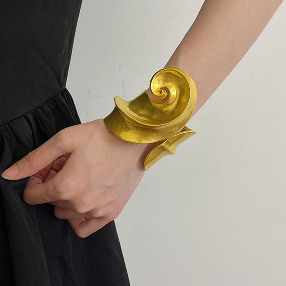 KMVEXO gelang besar hadiah perhiasan berat antik gadis wanita gelang dapat disesuaikan geometris Spiral tidak beraturan logam berlebihan