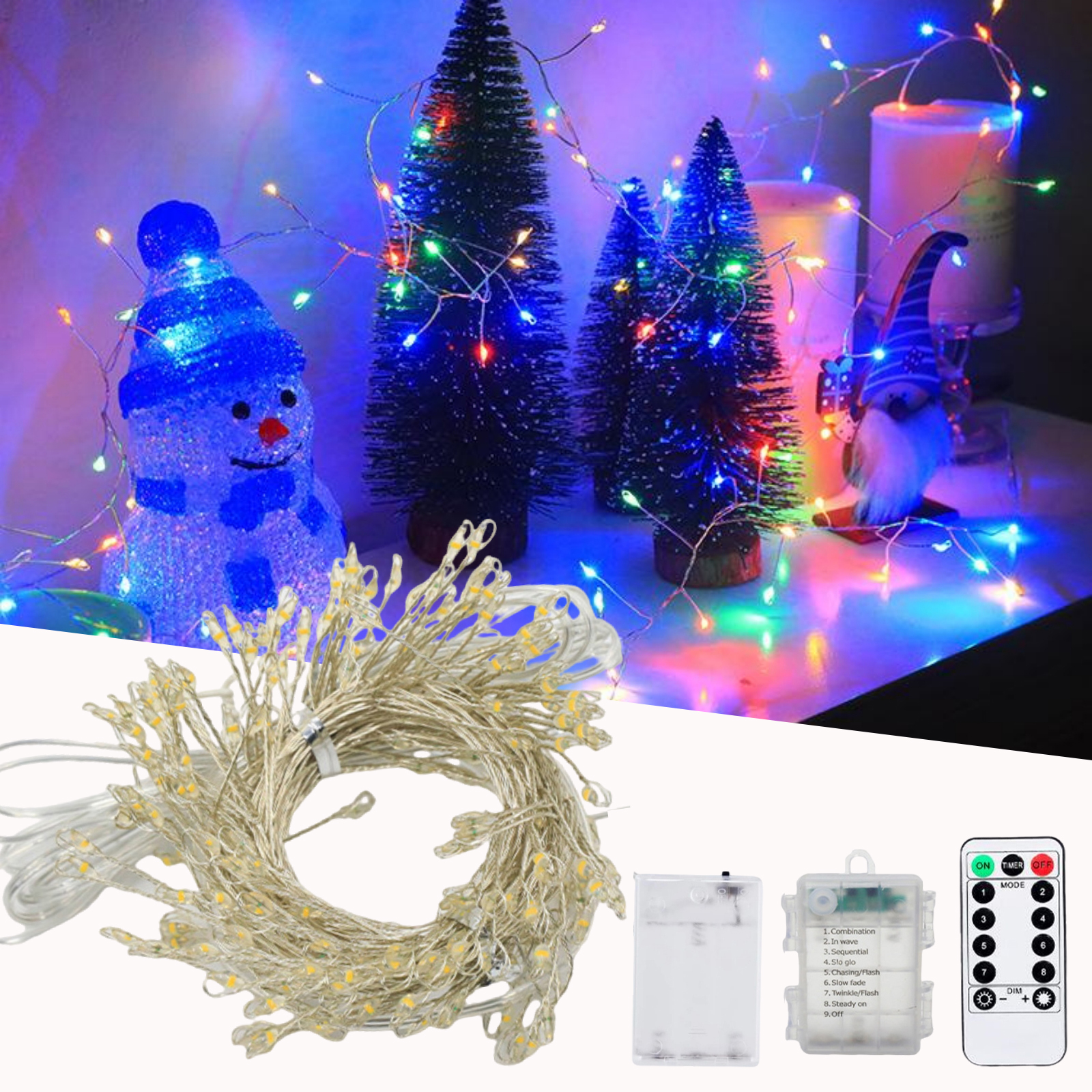 LED Firecracker String Lights Garden Fairy Lights Battery Box Powered Remote Kit Copper Wire for Wedding Party Christmas Decor