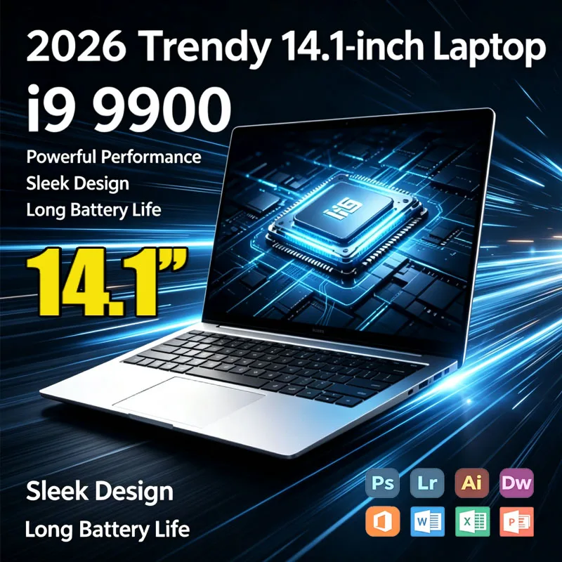 2026 NEW 14.1 Inch Ultra Slim Laptop Intel Core i9 9900 32GB RAM 2TB SSD Windows 11 Gaming Gamer Office Notebook 1920x1080 Max