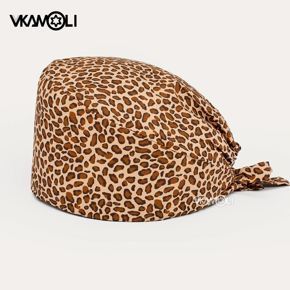 Sexy Leopard muster Gedruckt peelings kappen frauen Gesundheit Service Station Agentur Arbeit hut Schönheit Hüte labor krankenschwestern scrubs hut