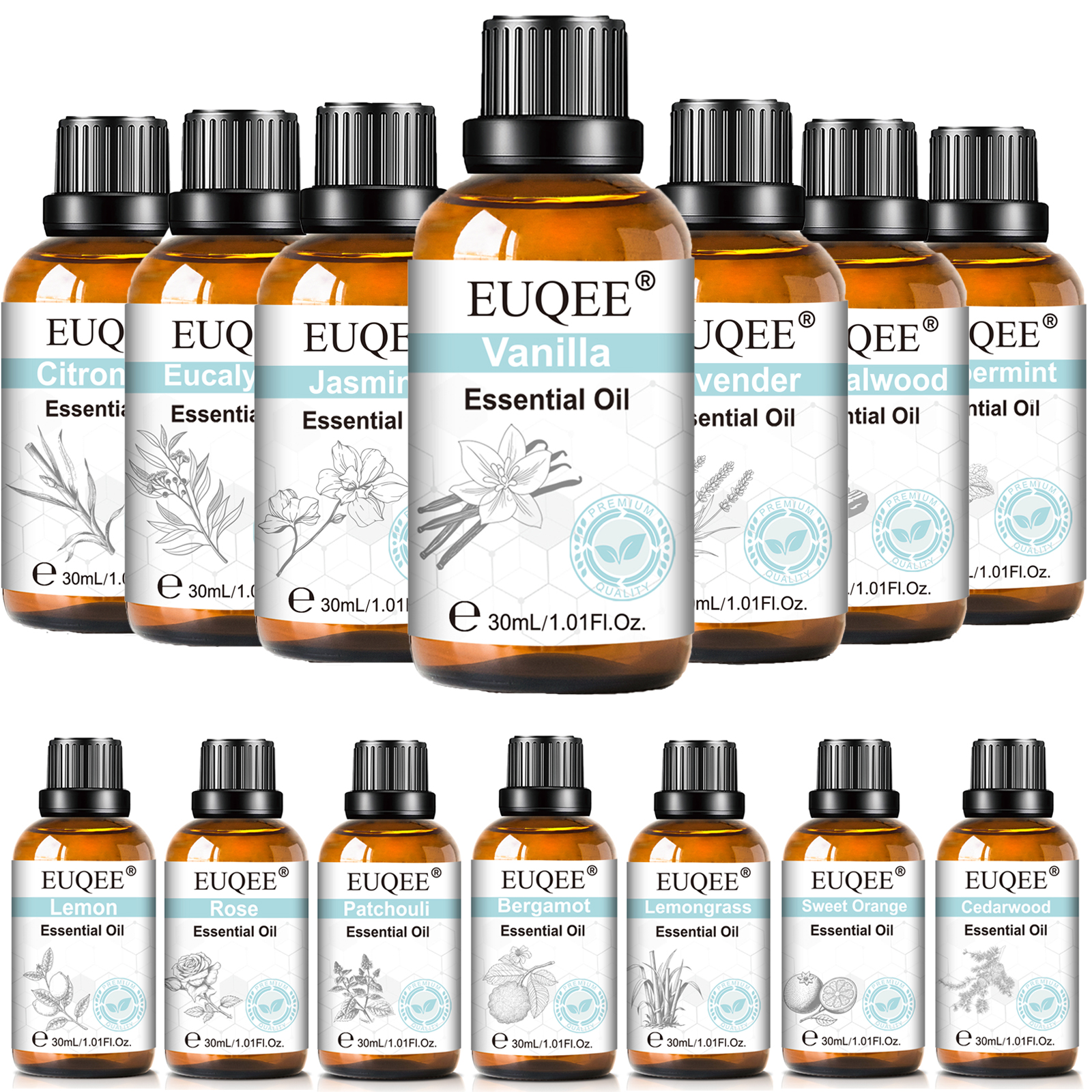 Huile essentielle Pure de 30ML, vanille, lavande, menthe, Rose, pour aromathérapie, humidificateur, bougie parfumée, encens, patchouli, huile parfumée