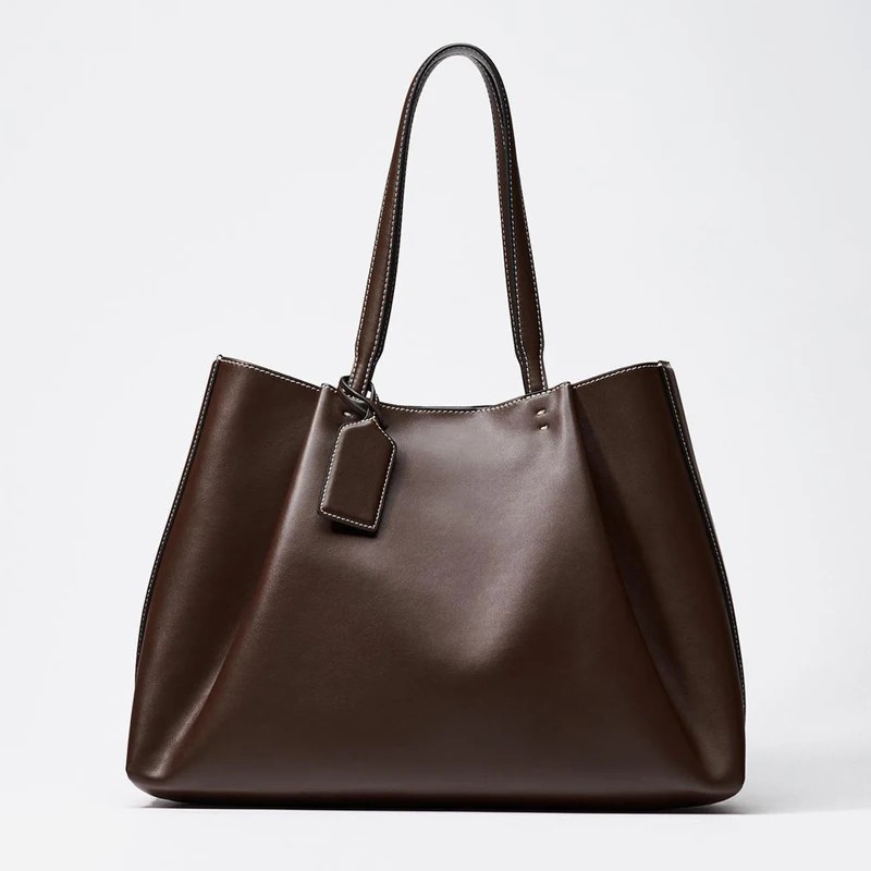 TAS TOTE CLIP, Desain Tas Tangan Mewah Wanita, Warna Polos Minimalis dan Tas Selempang, Tas Tangan Kulit PU Berkualitas Tinggi