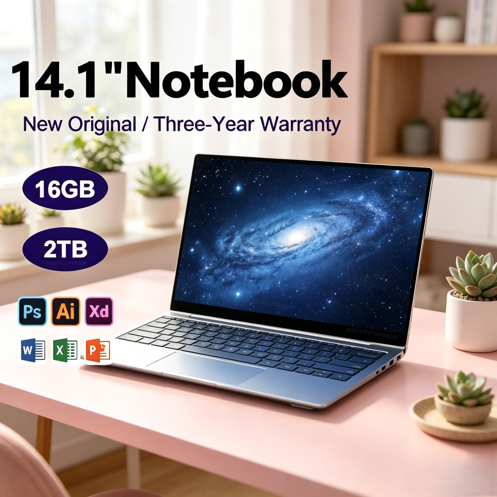 Portátil ultraligero de 14.1 pulgadas, pantalla de alta frecuencia de actualización, procesador Intel N3700, 16 GB de RAM + 2 TB SSD, Windows 1
