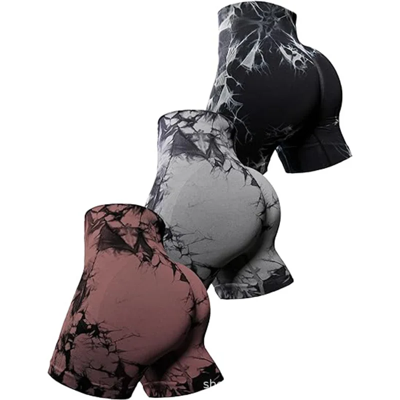 Pantalones cortos deportivos sin costuras para mujer, Shorts de Fitness, Yoga, cintura alta, levantamiento de cadera, abrazando el vientre, Sexy
