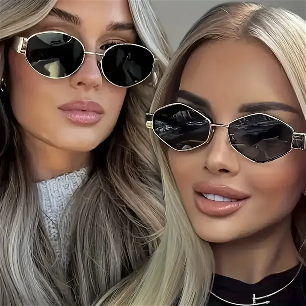 2PCS  Vintage Punk Style Sunglasses  Retro Round Metal Frame Women Sun Glasses Fashion Eyewear