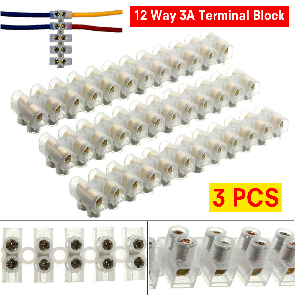 6Pcs 12 Way 3a Plastic Aansluitblok Draad Connector Barrière Strip Schroef