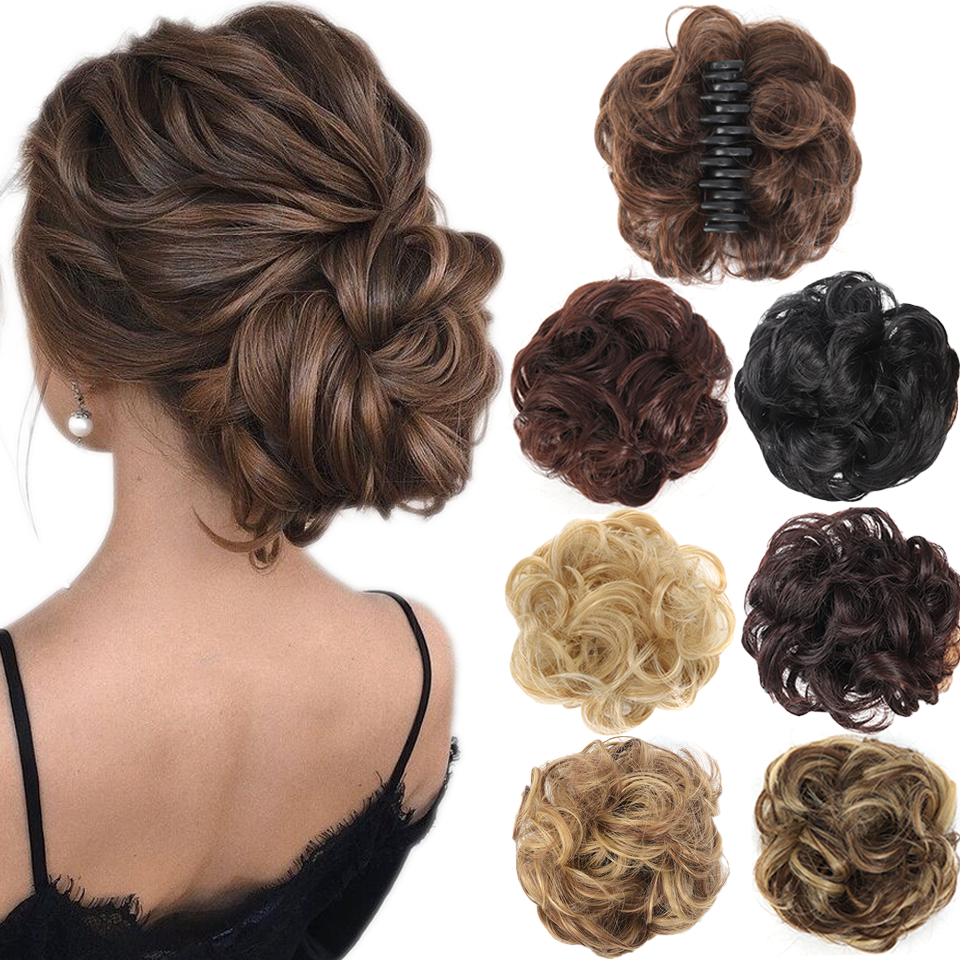 Klauwclip Rommelige Chignon Golvend Krullend Haar Knot Clip in Klauw Paardenstaart Synthetische Warrige Opgestoken Haarstukje voor Vrouwen