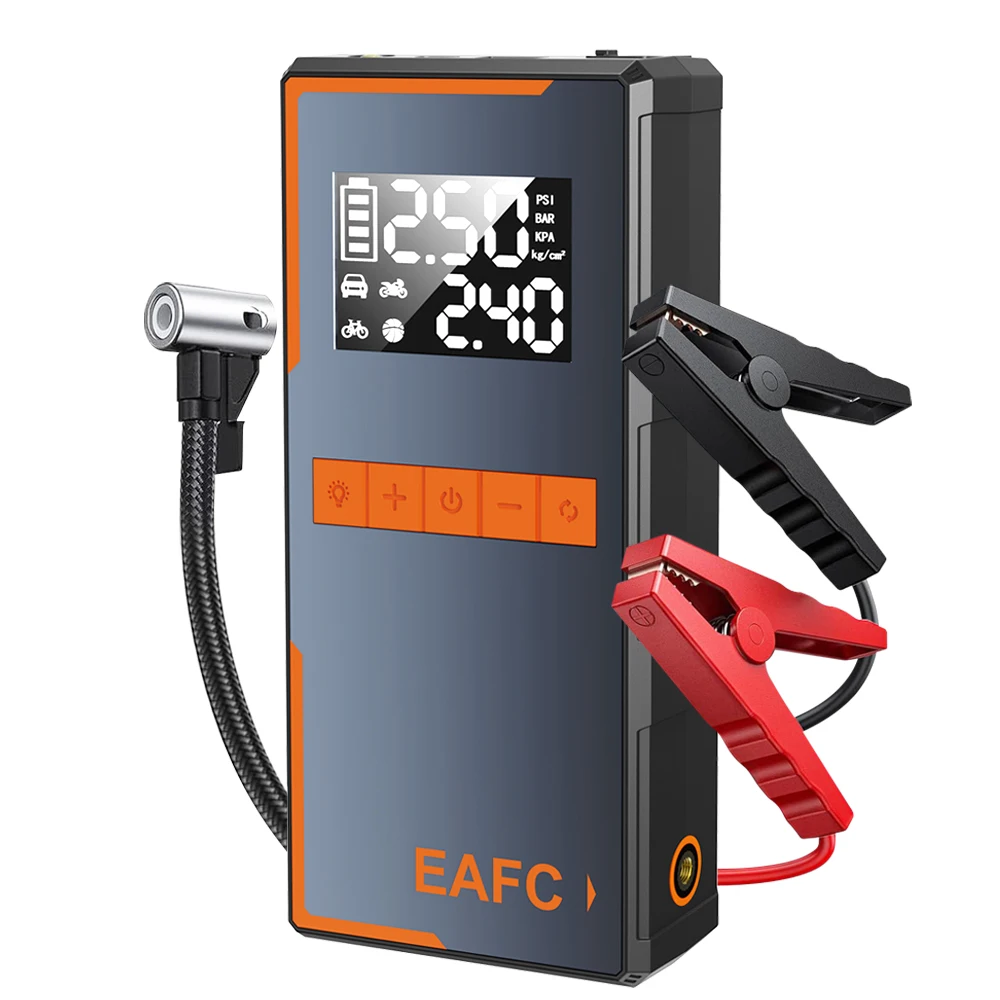 EAFC 4 In 1 Car Jump Starter with  Air Compressor 1200A Portable Power Bank Cars Battery Starters Starting Auto Tyre Inflator