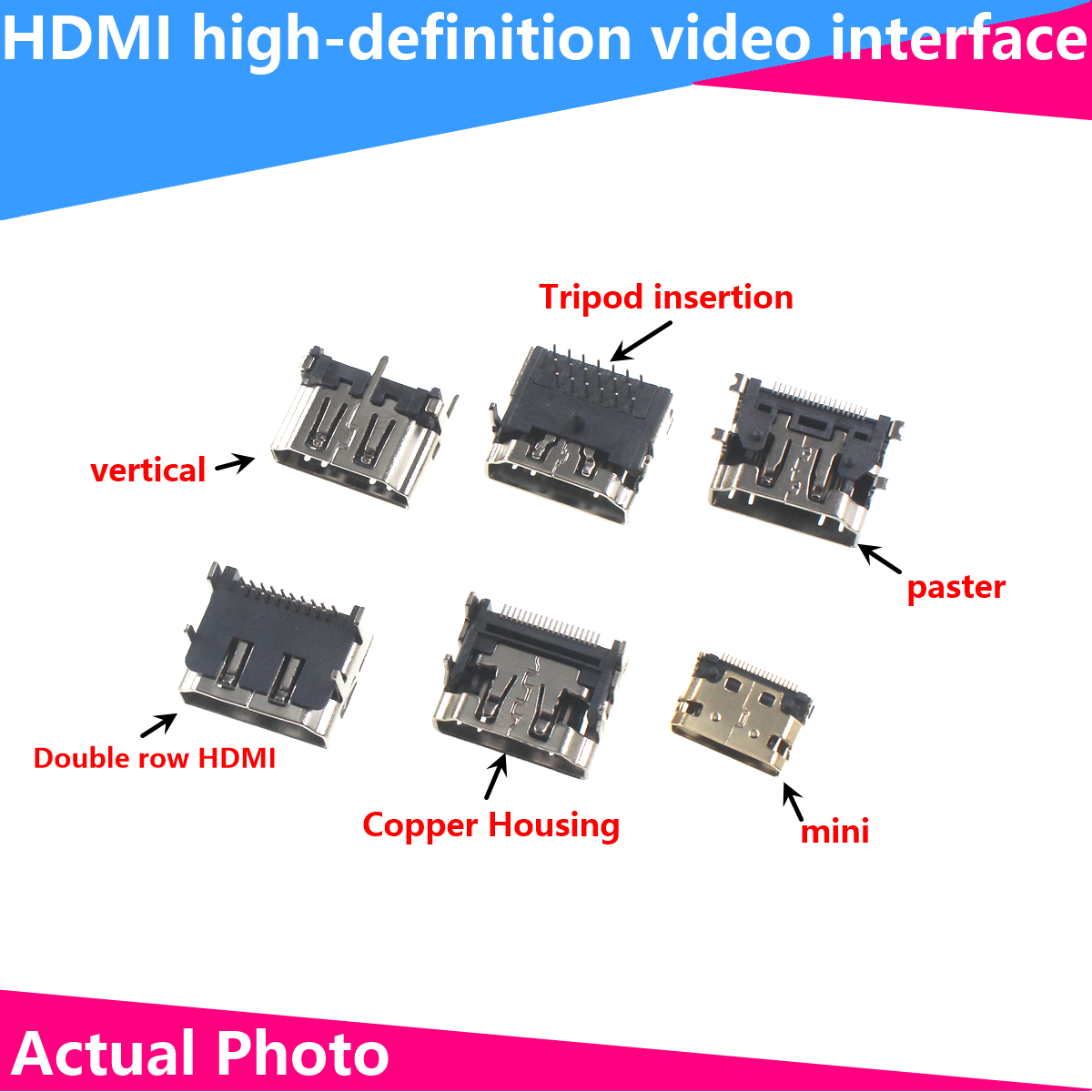 5pcs HDMI 19Pin 20P 20Pin Male Plug Connector HDMI Female Male Socket Jack HDMI Repair Replacement