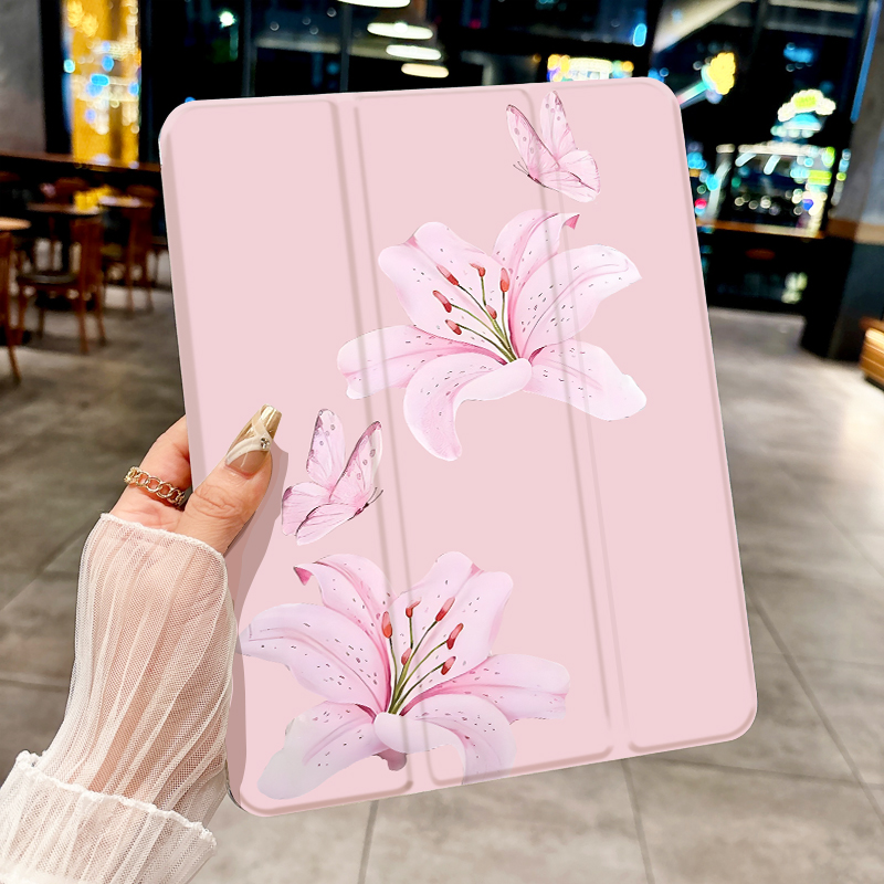 Różowe i eleganckie etui Lily PAD CASE na iPad pro 10/11/2020/6/7/8/Air 3/Air 4/9/Air 5 generacji 2022/Air 11