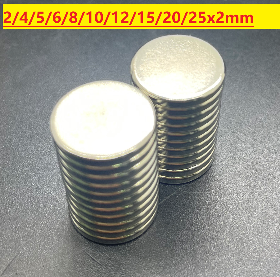 50pcs 2/4/5/6/8/10/12/15/20/25x2mmSuper Strong Round Magnets For Fridge, DIY Projects, Science & Office Use Refrigerator Magnet