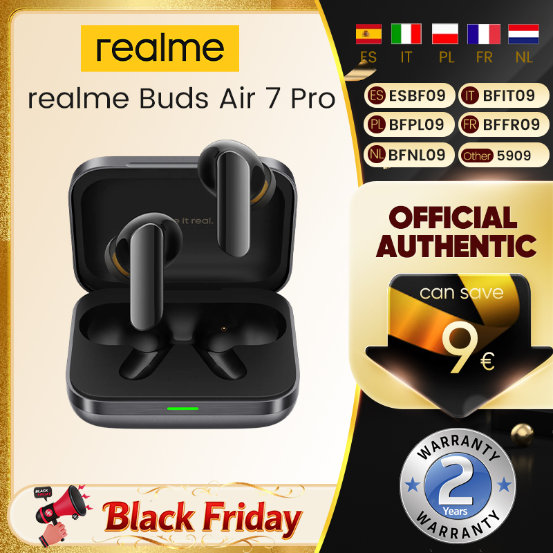 Global Versie realme Buds Air 7 Pro Draadloze Oortelefoon 53dB Real-time Ruisonderdrukking Bluetooth 5.4 Tot 48 Uur Afspelen