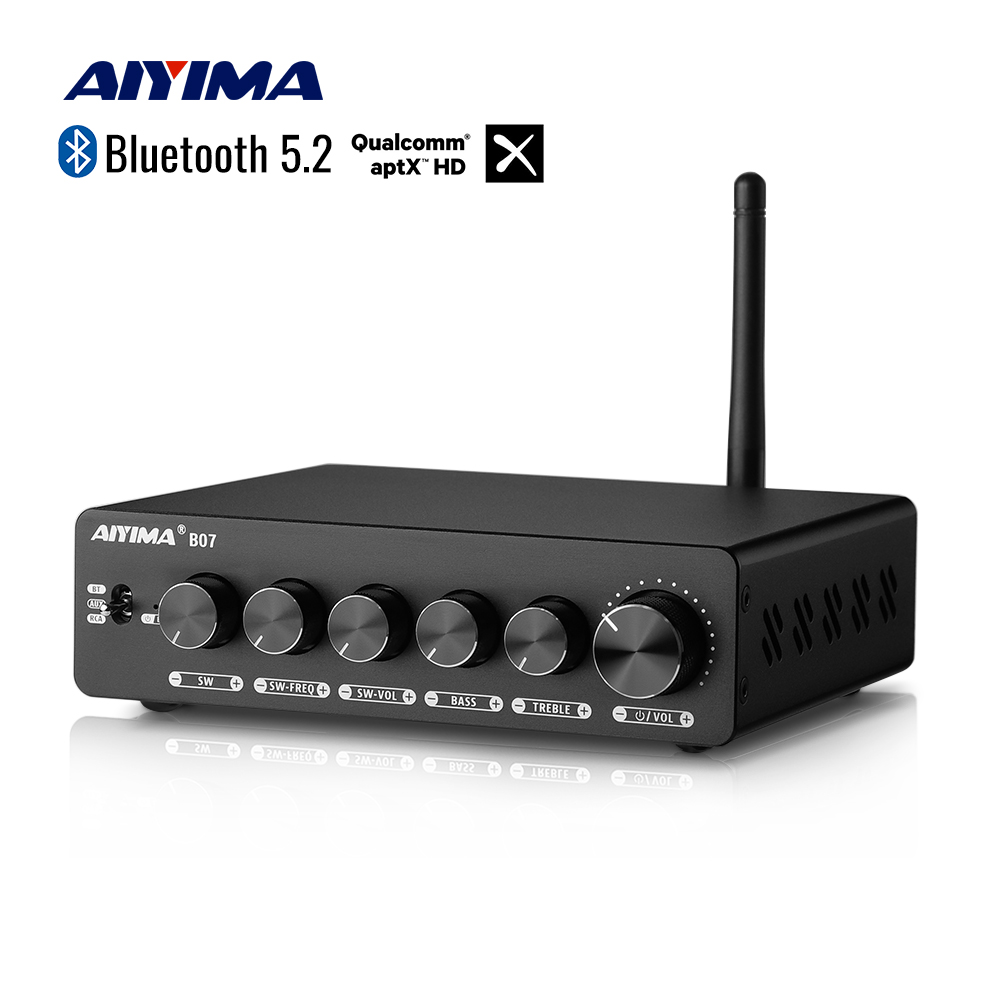 AIYIMA B07 TPA3255 Домашний усилитель Bluetooth 2,1-канальная мощность 300 Втx2 + 300 Вт для аудиодинамика Пассивный активный сабвуфер AUX RCA