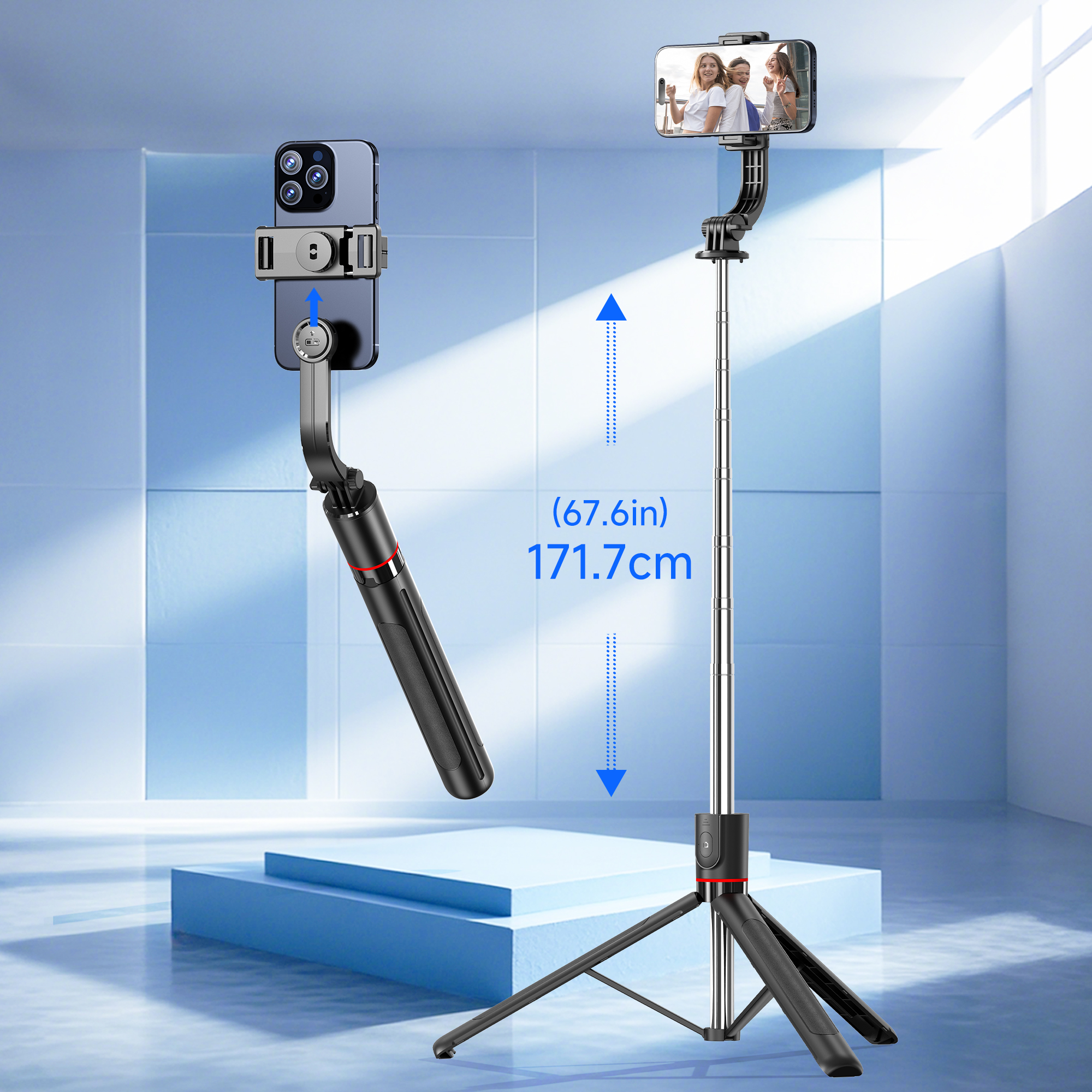 F15 con control remoto inalámbrico 68 pulgadas palo Selfie teléfono soporte de escritorio trípode para Iphone Android Smartphone disparo Vlog