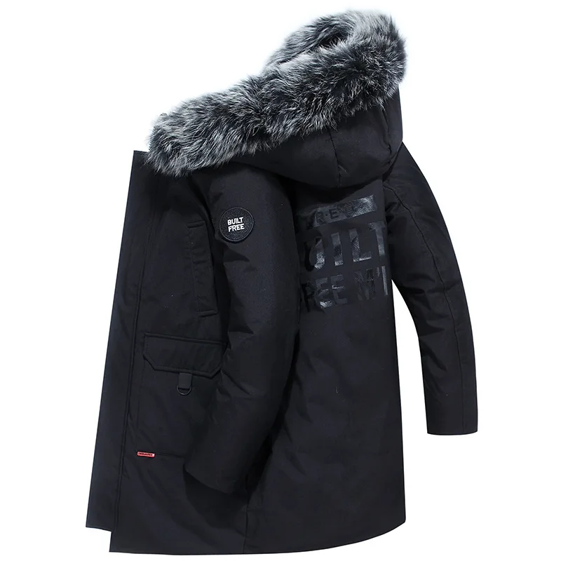Homens com capuz gola de pele pato para baixo casacos novo inverno homem longo puffer jaquetas qualidade masculino ao ar livre casual mais grosso quente parkas tamanho 3x