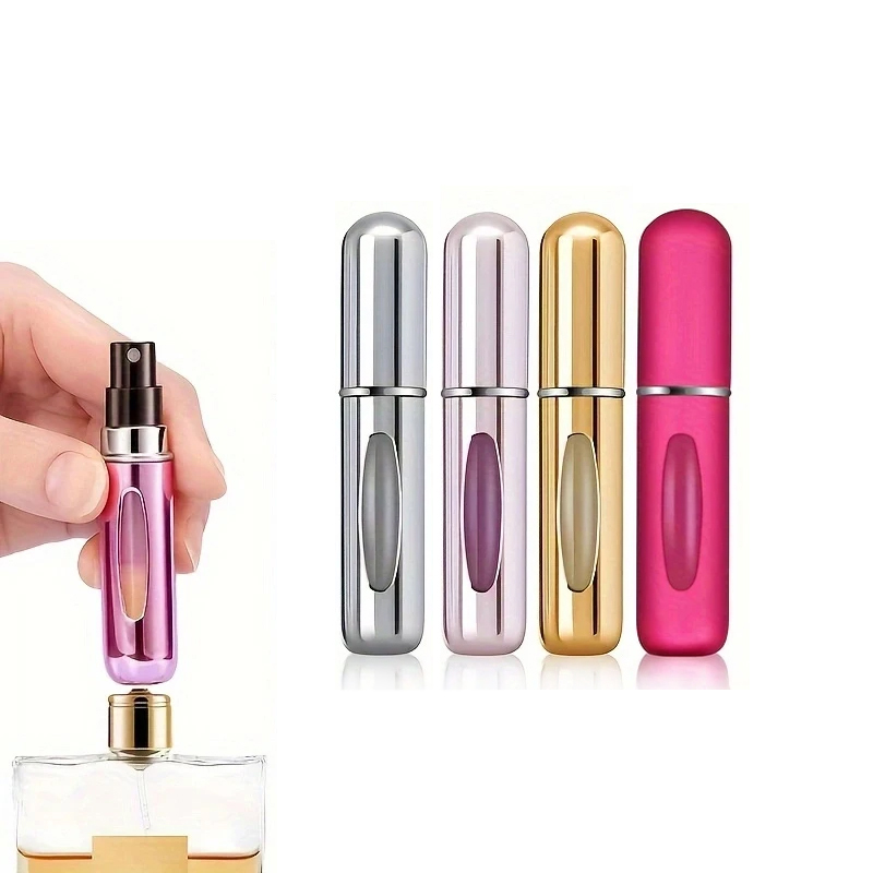 Atomizador de Perfume portátil, contenedor de líquido para cosméticos, Mini espray de aluminio, botella rellenable vacía, viaje, 4, 5ml