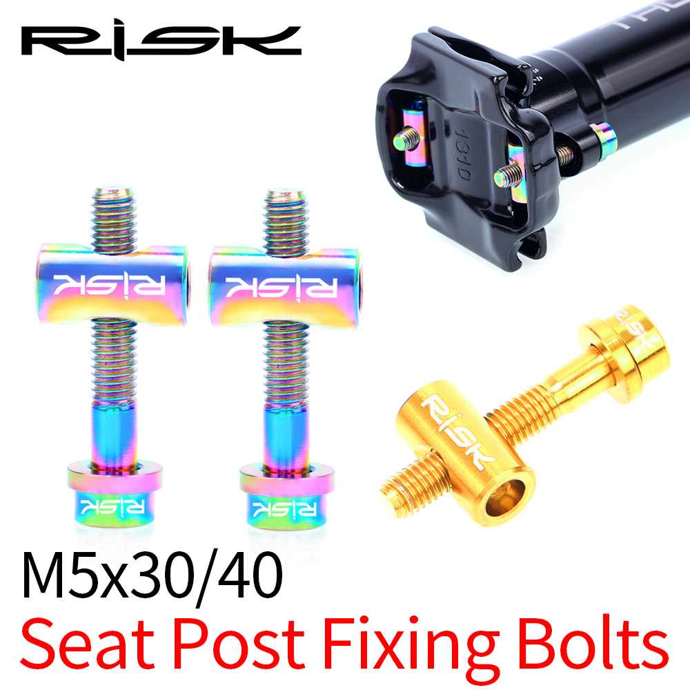 RISK 2 BH/Kotak Tabung Sadel Sepeda BMX, Pipa Sadel Sepeda M5x30 M5x40 Baut Perbaikan Tiang Sadel dengan Ring Bahan Aloi Titanium