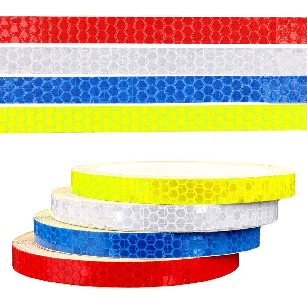 8 M เทปสะท้อนแสง PVC ล้อจักรยานสะท้อนสติกเกอร์เรืองแสงจักรยานสติกเกอร์สะท้อนแสงแถบเทปสําหรับขี่จักรยานคําเตือนความปลอดภัย