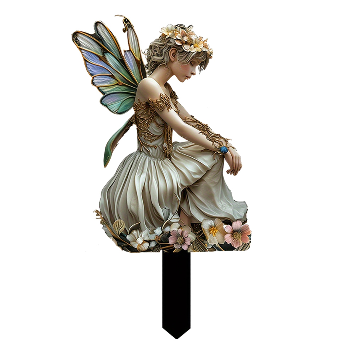 A72P Fairy Tale Butterfly Flower Fairy Acrylic Flower Pot Stand Courtyard Garden Decoration Ground Plug