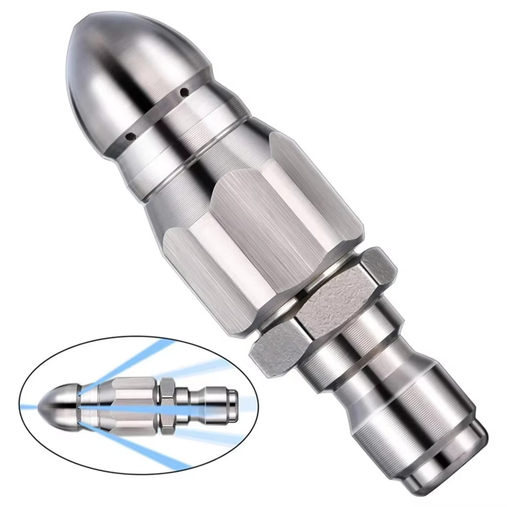 Waterstraal Hogedruksproeier Nozzle Schoon Riool 1/4 "Rvs Hogedrukreiniger Quick Plug Afvoerslang Nozzle Tool Water