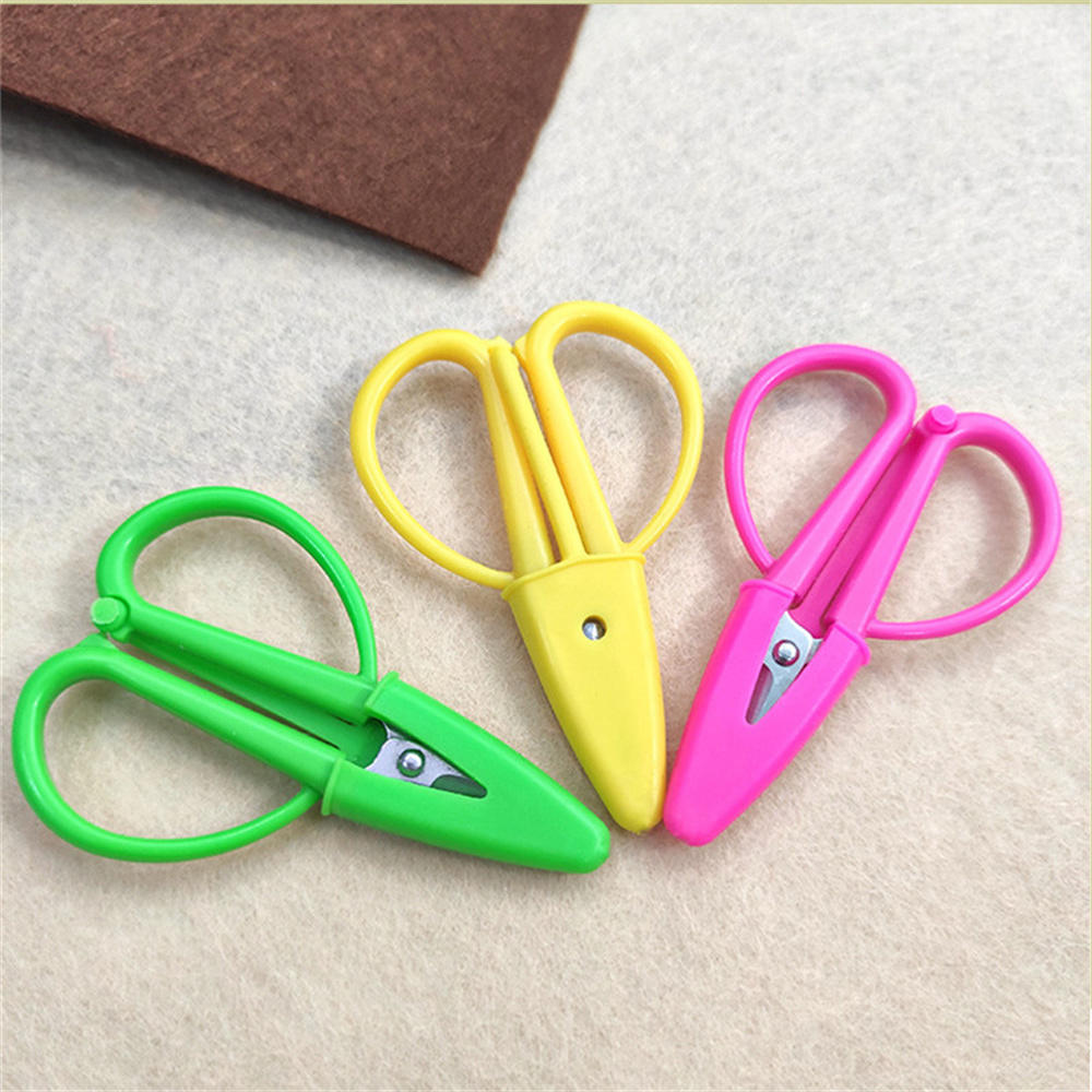 Mini Kids Craft Scissors With Protective Case Stainless Steel Trimmer Shears For Sewing Embroidery Paper Crafts Safety Scissors