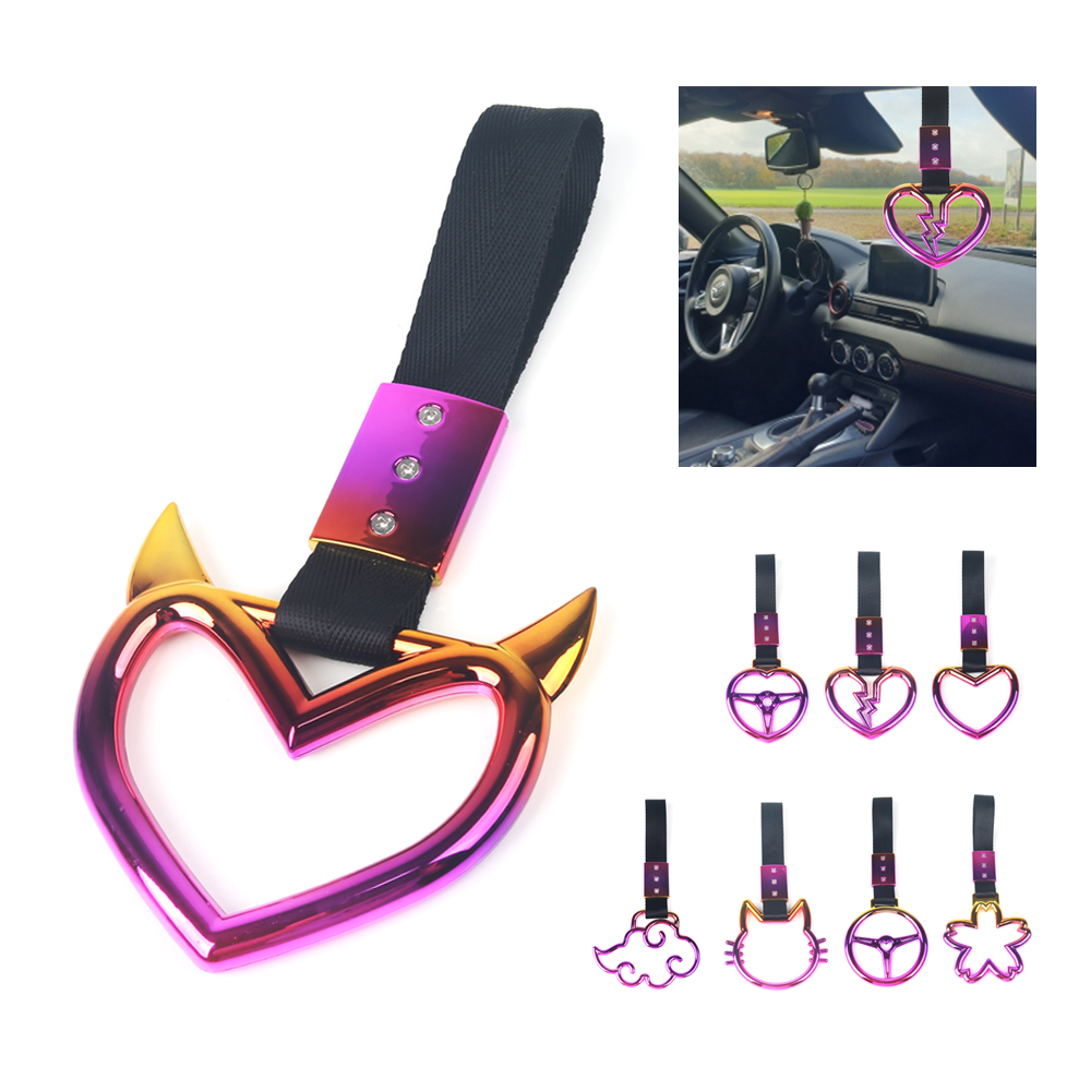Kolorowy pasek holowniczy Tsurikawa Ring Heart JDM Train Bus Handle Pasek na rękę Stylizacja Drift Charm Strap Auto Akcesoria