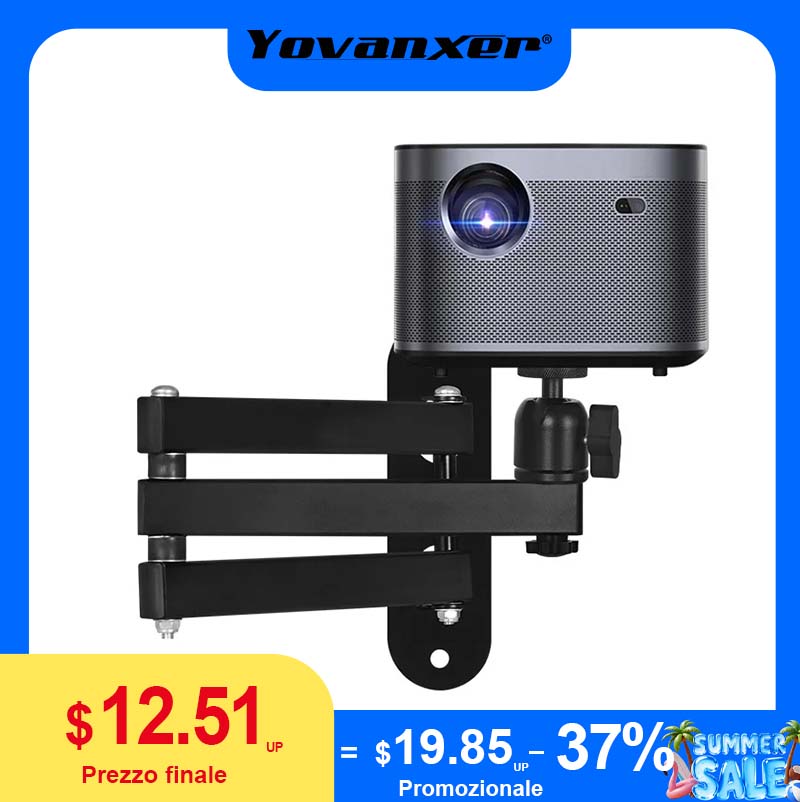 Universal Foldable Projector Wall Mount Bracket Aluminum Alloy Heavy Duty Retractable Space Saving Durable Stand for Home Hotel