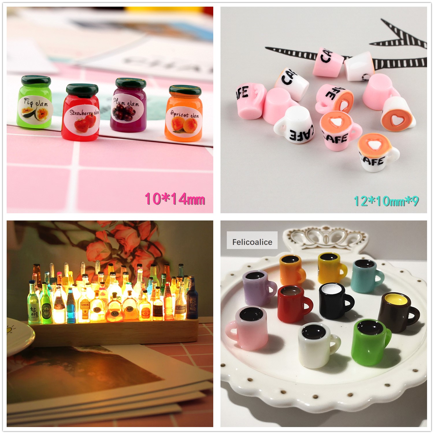4/8/10pcs1/6 Scale Miniature Dollhouse Coffee Cup Mugs Model Bottles Ice-cream Drink Mini Doll Food Play Kitchen Accessories Toy