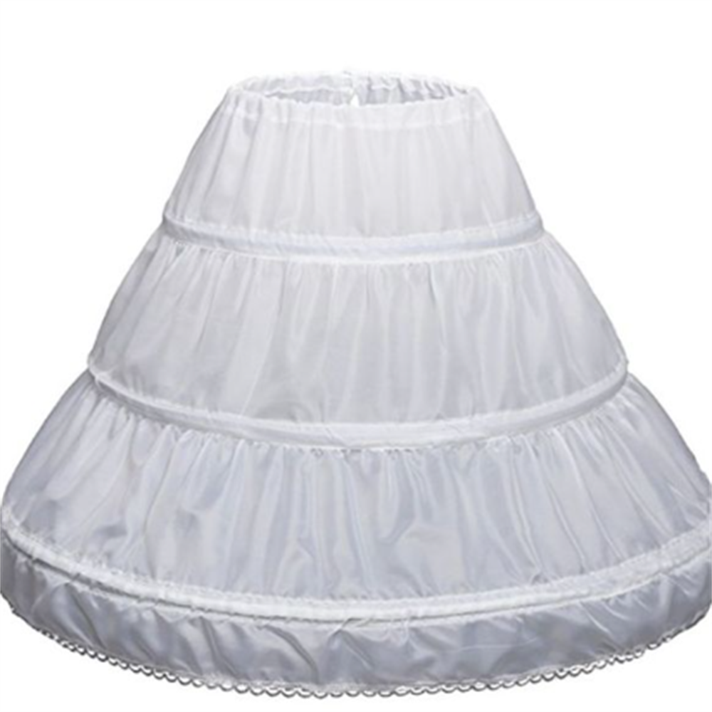 2023 branco crianças petticoat a linha 3 aros uma camada crianças crinoline renda guarnição flor menina vestido underskirt cintura elástica