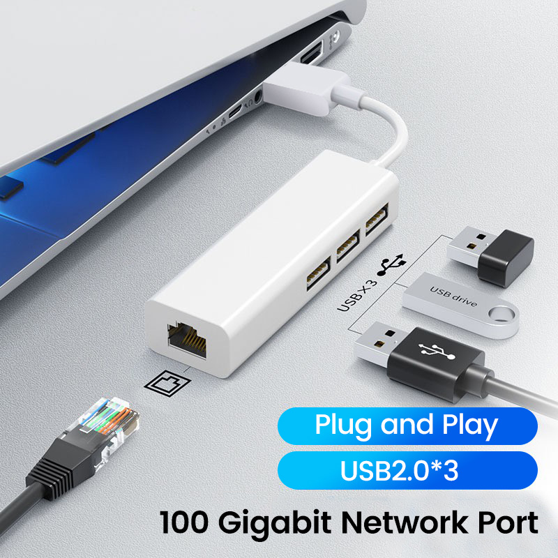 Usb adapter ethernet usb 2. 0.1c/ma 3usb 2.0 + rj45 hub für macbook xiaomi samsung windows huawei pc computer adapter